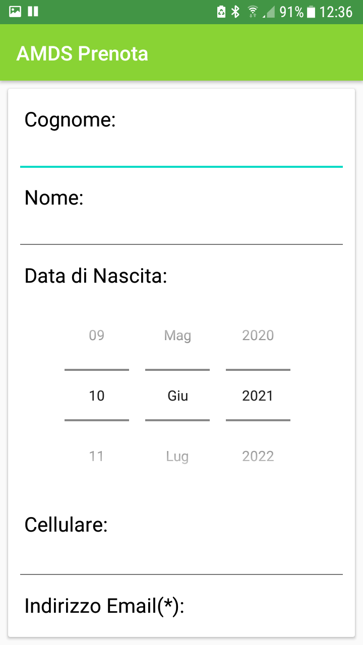 Inserisci dati per la prenotazione